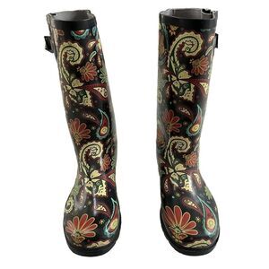 Nomad Rubber Rain Boots Women’s Size 6. ‎ Boho Paisley Floral.